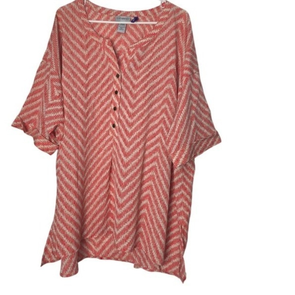 Catherines Popover Short Sleeve Top‎ 3x (26/28) Womens Petite Plus Size V Neck